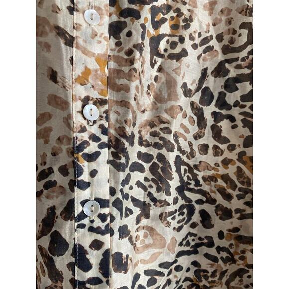 Baily 44 Cheetah Print Sheer Button Up Blouse Career Glam Size Medium - Picture 4 of 8